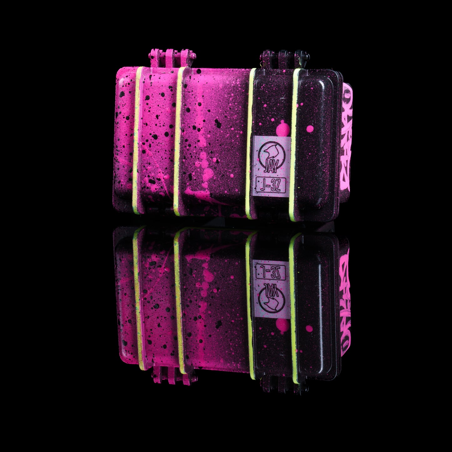 Sykotik Designs Collab Black with Yellow Lines and Pink Splatter Case