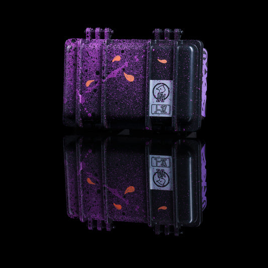 Sykotik Designs Collab Black with Purple Splatter and Orange Drips Case