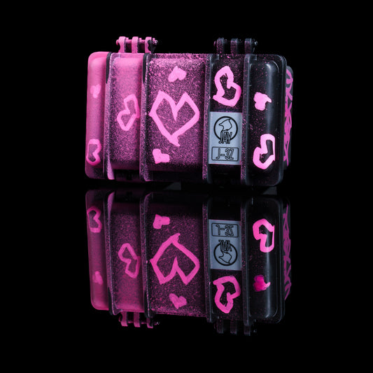 Sykotik Designs Collab Black with Pink Hearts and Splatter Case